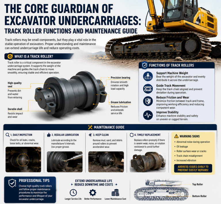 The Core Guardian of Excavator Undercarriages: Track Roller Functions and Maintenance Guide